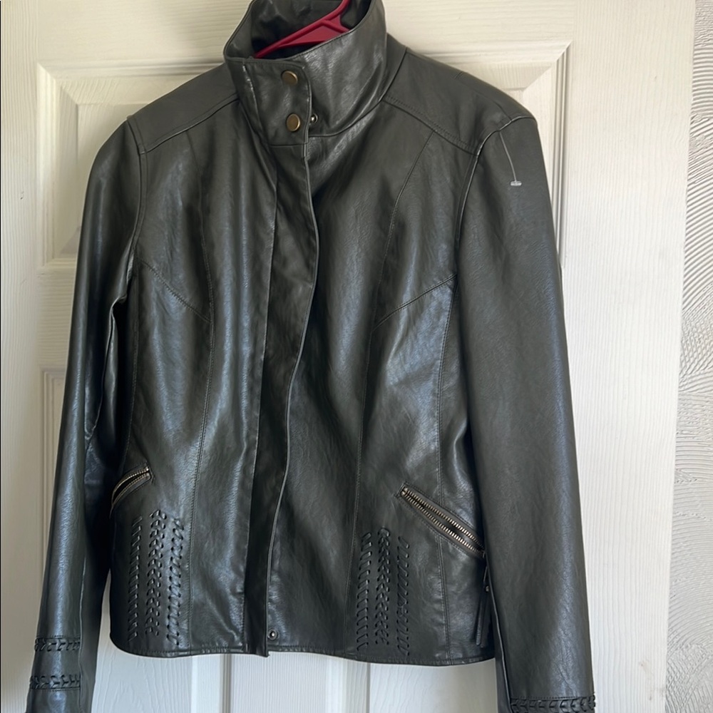 KUT Women's Dark Green Leather Jacket